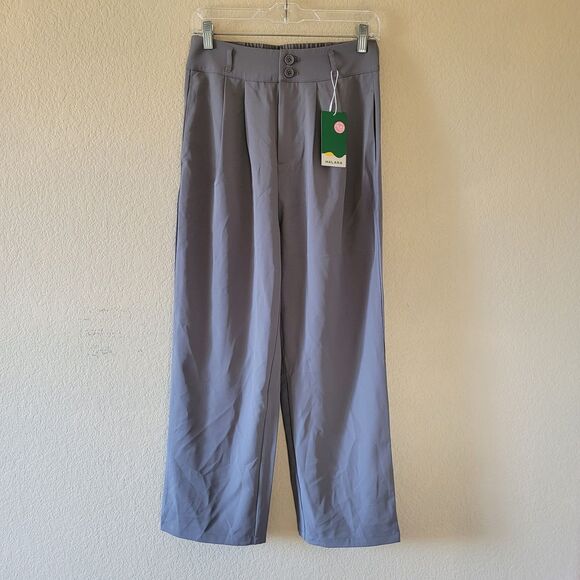 Halara Flex High Waisted Pocket Straight Leg Work Gray Pants Size Small Petite - Picture 1 of 8